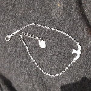 AUTHENTIC SOLID STERLING SILVER CZ ☮️ PEACE 🕊 DOVE  BBRACELET 7-7.5" GIFT BOXED